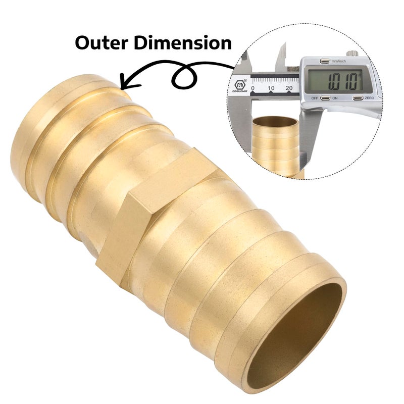 Yoebor Brass Hose Barb Fitting 1" Barb x 1" Union Splicer Mender 25mm Hose ID, 39mm-62mm Length (Pack of 2) - Image 5